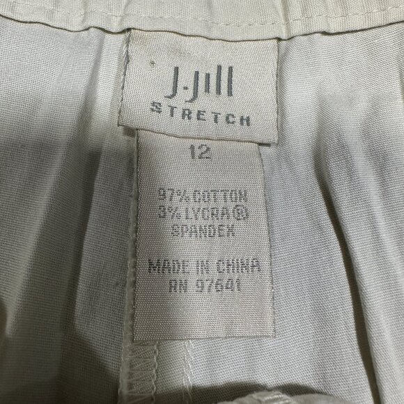J Jill Pants Womens 12 Cream Cotton Stretch Straight Leg Crop Zip Fly Pockets - Picture 5 of 7